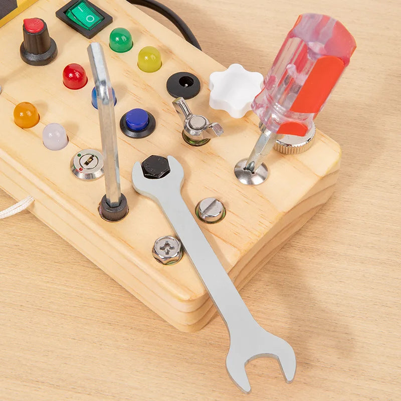 Wooden Busy Board for Kids – Montessori Sensory Learning Toy