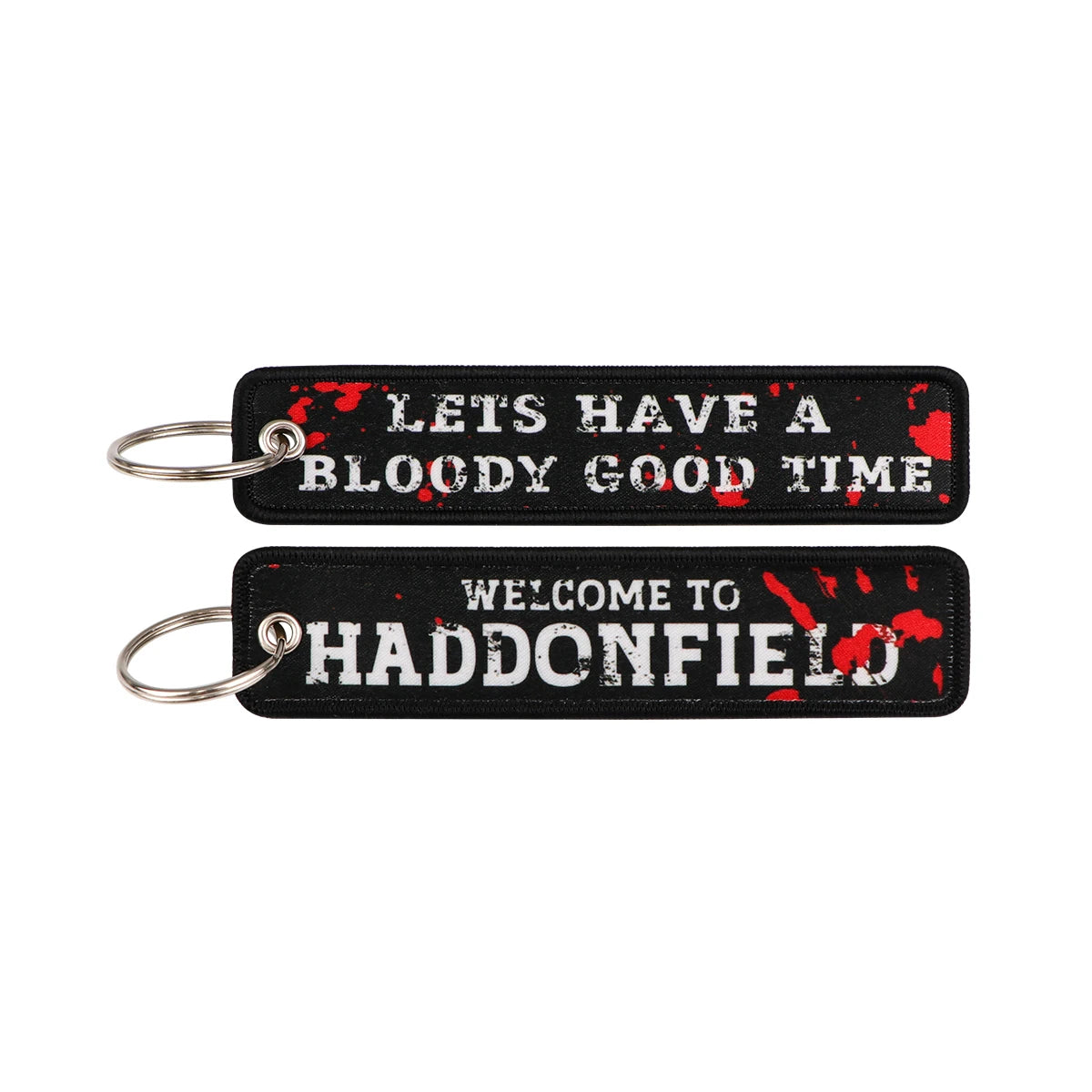 Embroidered Keychain Metal Key Fob Ring for Keys & Bags