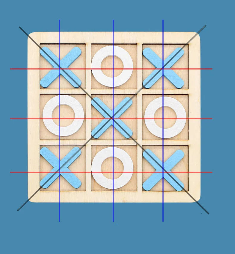 Wooden Tic Tac Toe Game – Kids XO Strategy Board