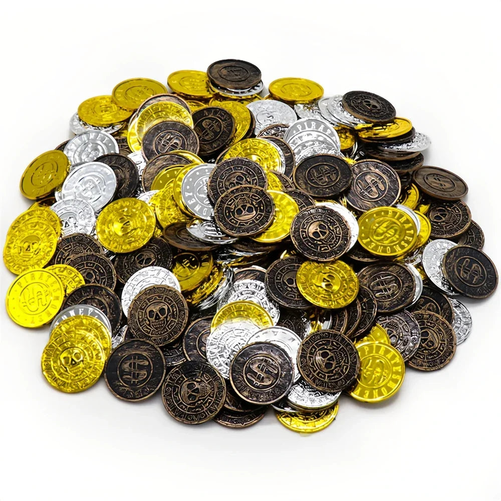 Pirate Treasure Coins, Plastic Fake Gold Coins for Party Favors