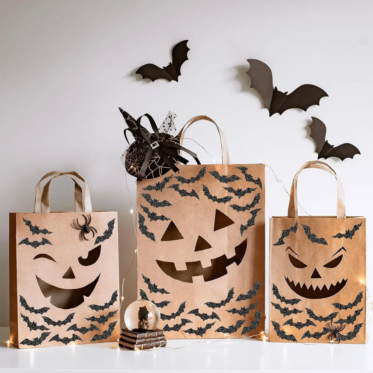 Halloween Bat Stickers – Black Waterproof Glitter Party Decor