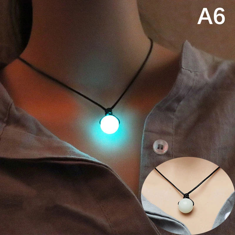 Glowing Gem Necklace Luminous Stone Halloween Pendant