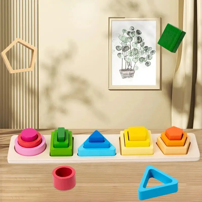 Montessori Sorting Toy – Wooden Shape & Color Stacking Game for Kids