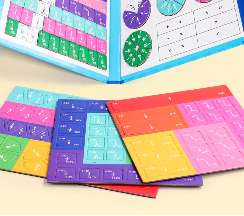 Magnetic Fraction Book Wooden Montessori Math Learning Toy for Kids