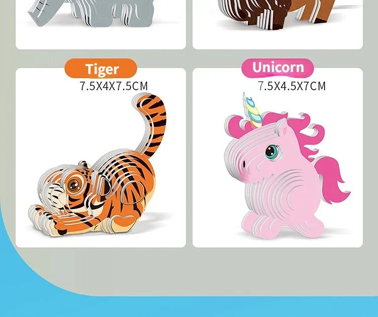 3D Dinosaur Puzzle Paper Animal Model Educational Toy