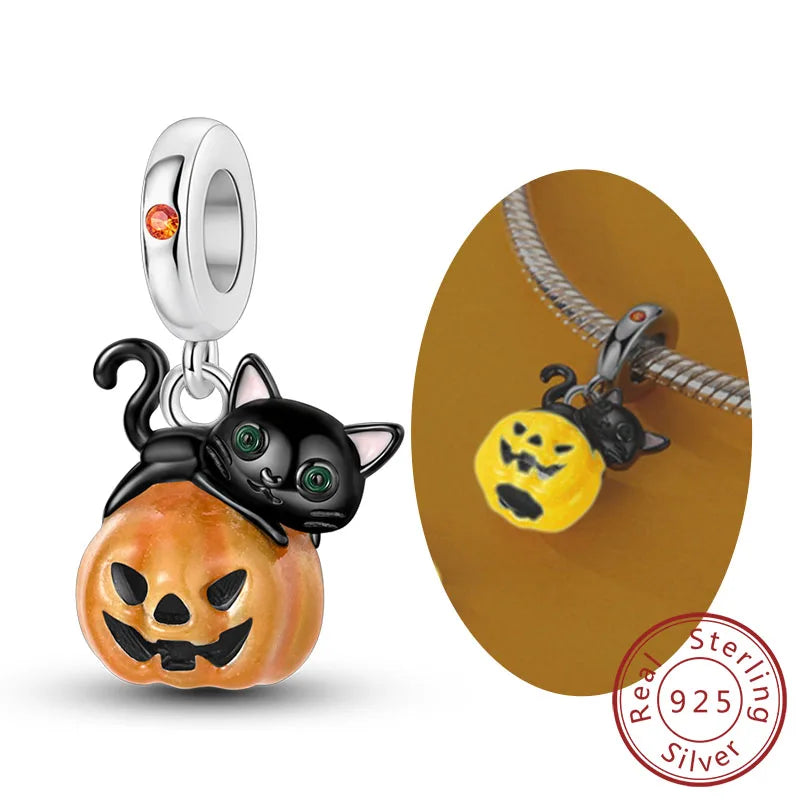 Halloween Charm Pendant Pumpkin Witch Bead Bracelet Jewelry