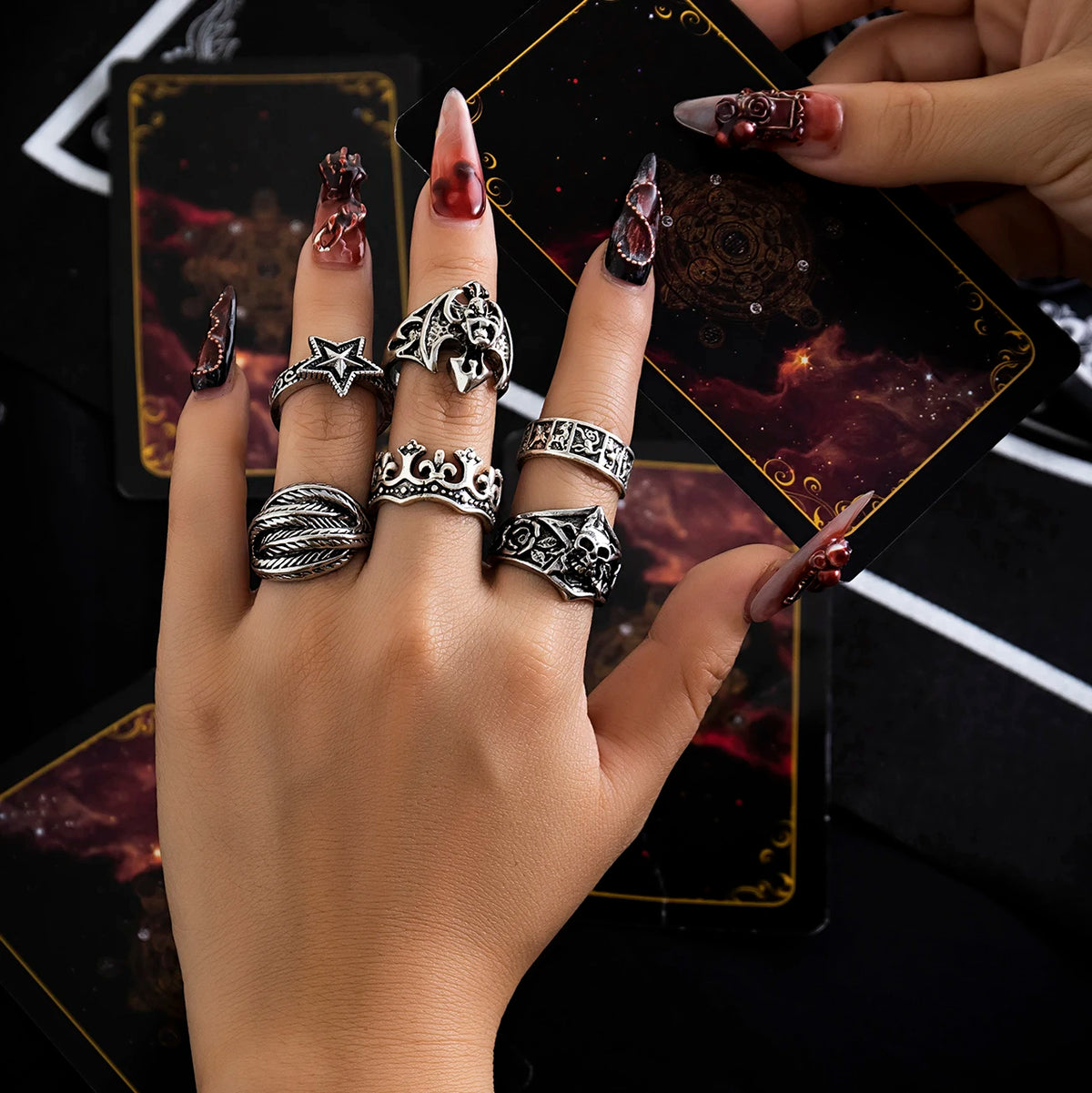 Gothic Skull Rings 6-Piece Set