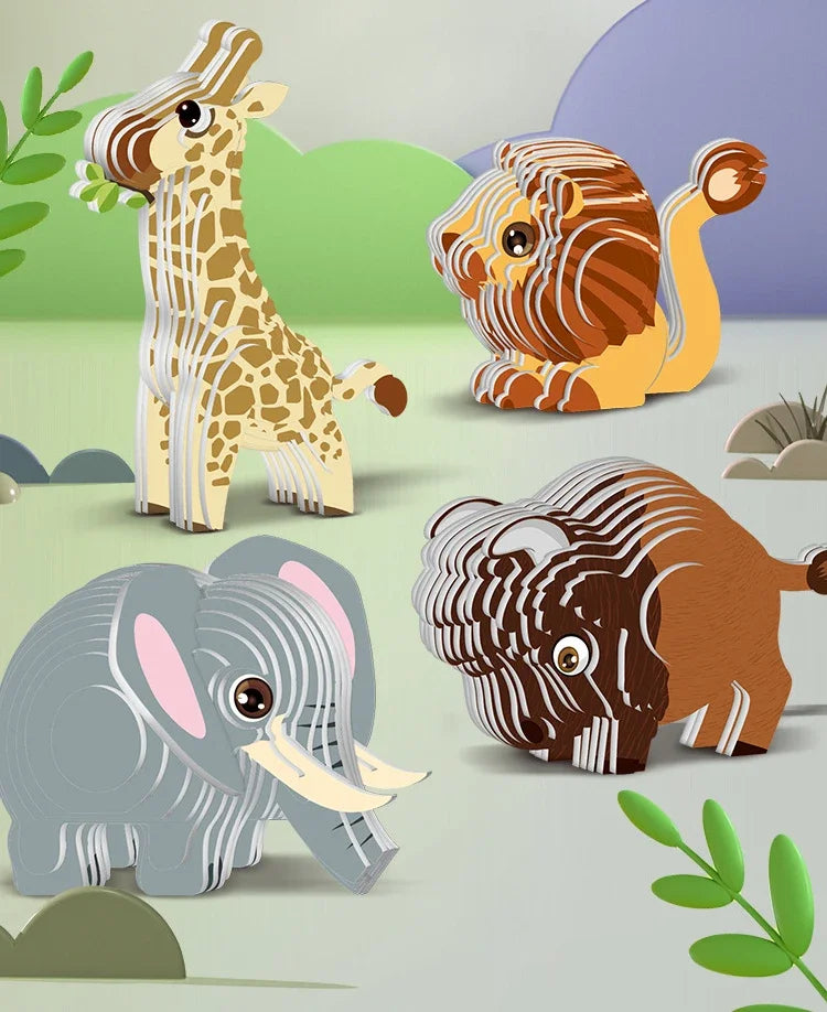 3D Dinosaur Puzzle Paper Animal Model Educational Toy