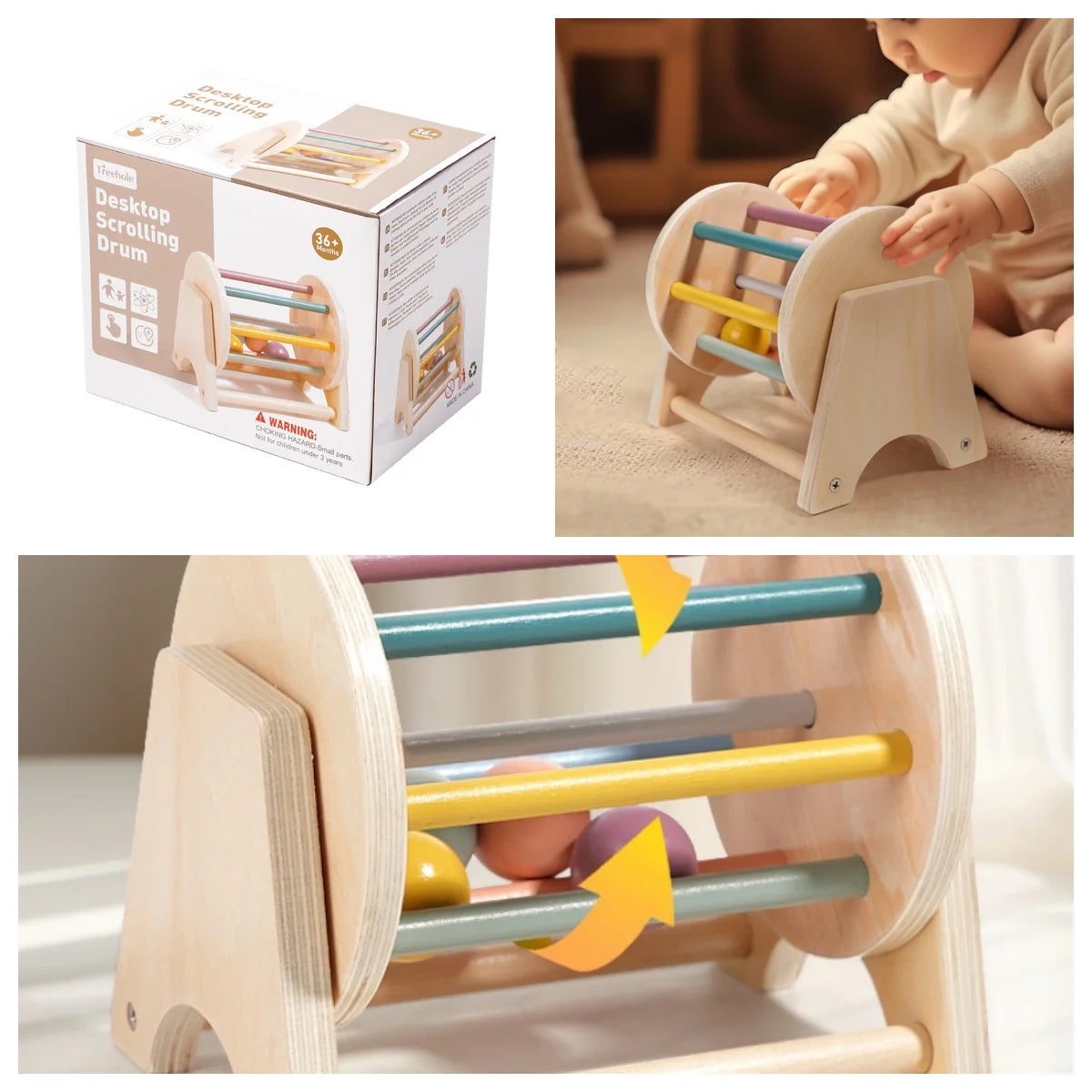 Baby Wooden Bell Toy Handheld Ringing Sensory Learning Activity