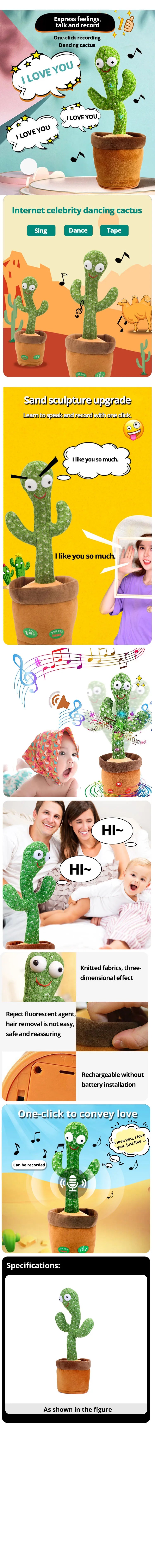 Dancing Cactus Toy – Talking Plush Interactive Singing Toy