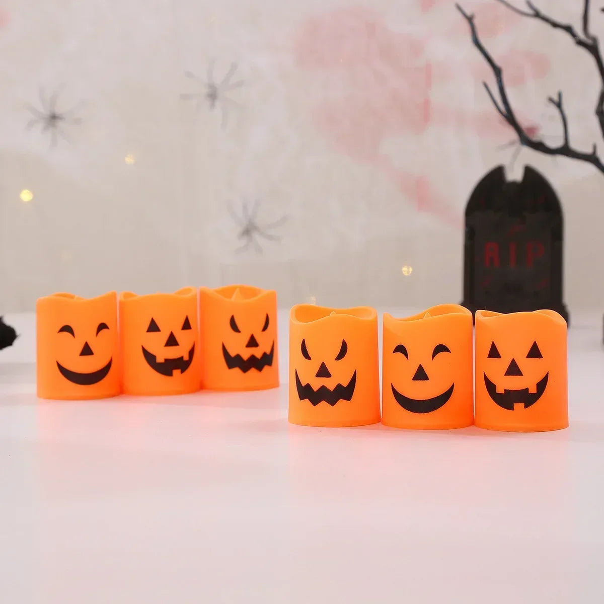 Halloween Flameless Candles – 6Pcs LED Pumpkin Skull Ghost Lights