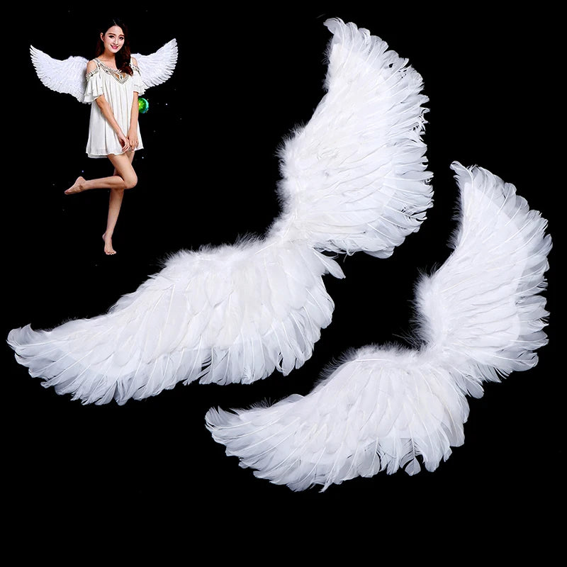 Angel Feather Wings White Costume Accessory for Kids & Adults
