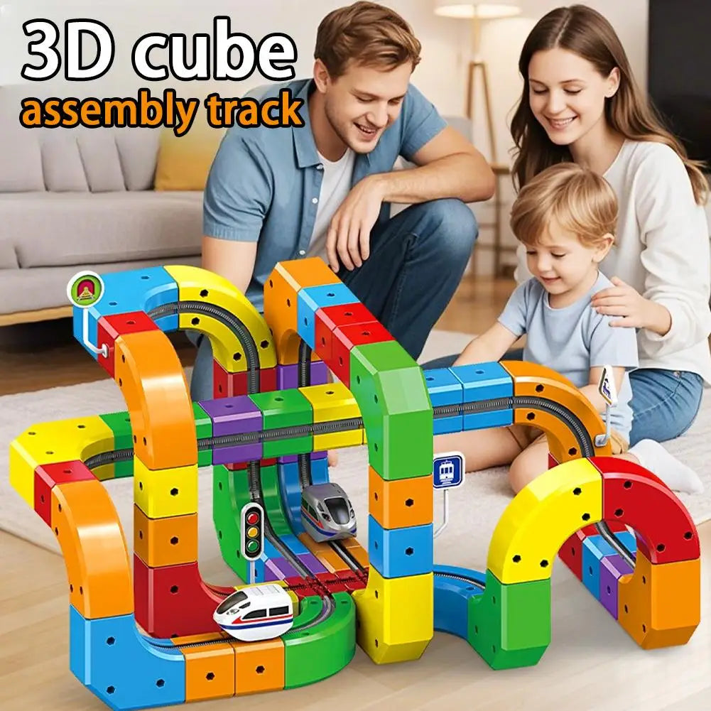 STEM Train Track Set – DIY 3D Railway Building Toy with Electric Train