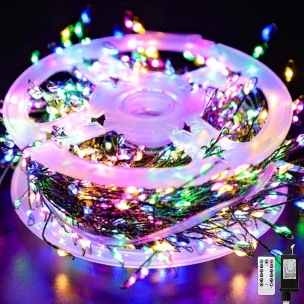 LED Firecracker String Lights – 30M–75M Remote Control Decor