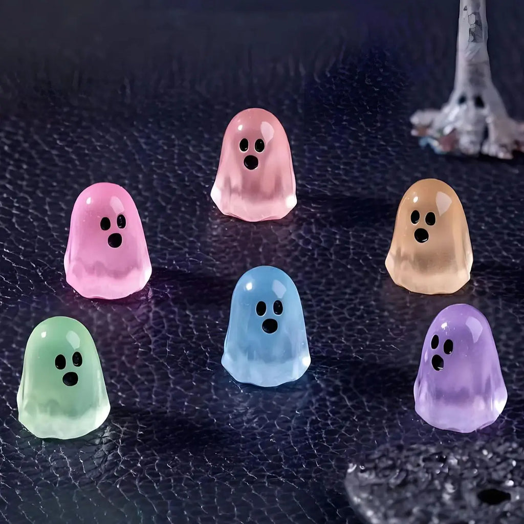 Glowing Ghost Figures, Mini Resin Halloween Figurines 5/10 Pcs