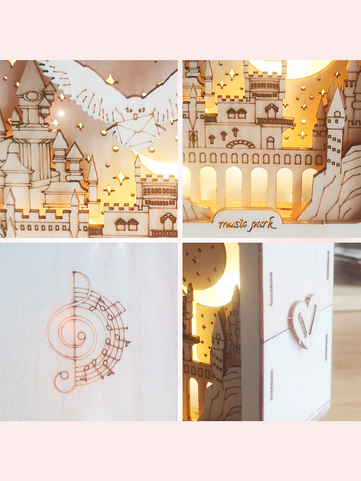 3D Wooden Castle Puzzle – Model Kit with Night Light