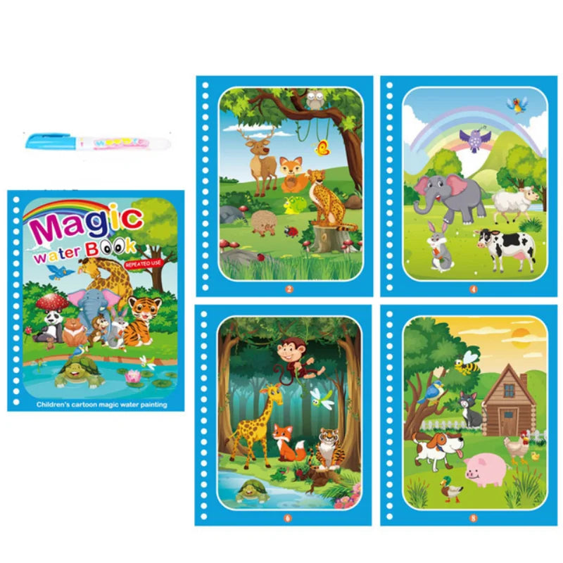 Reusable Water Coloring Book for Kids with Water Pen