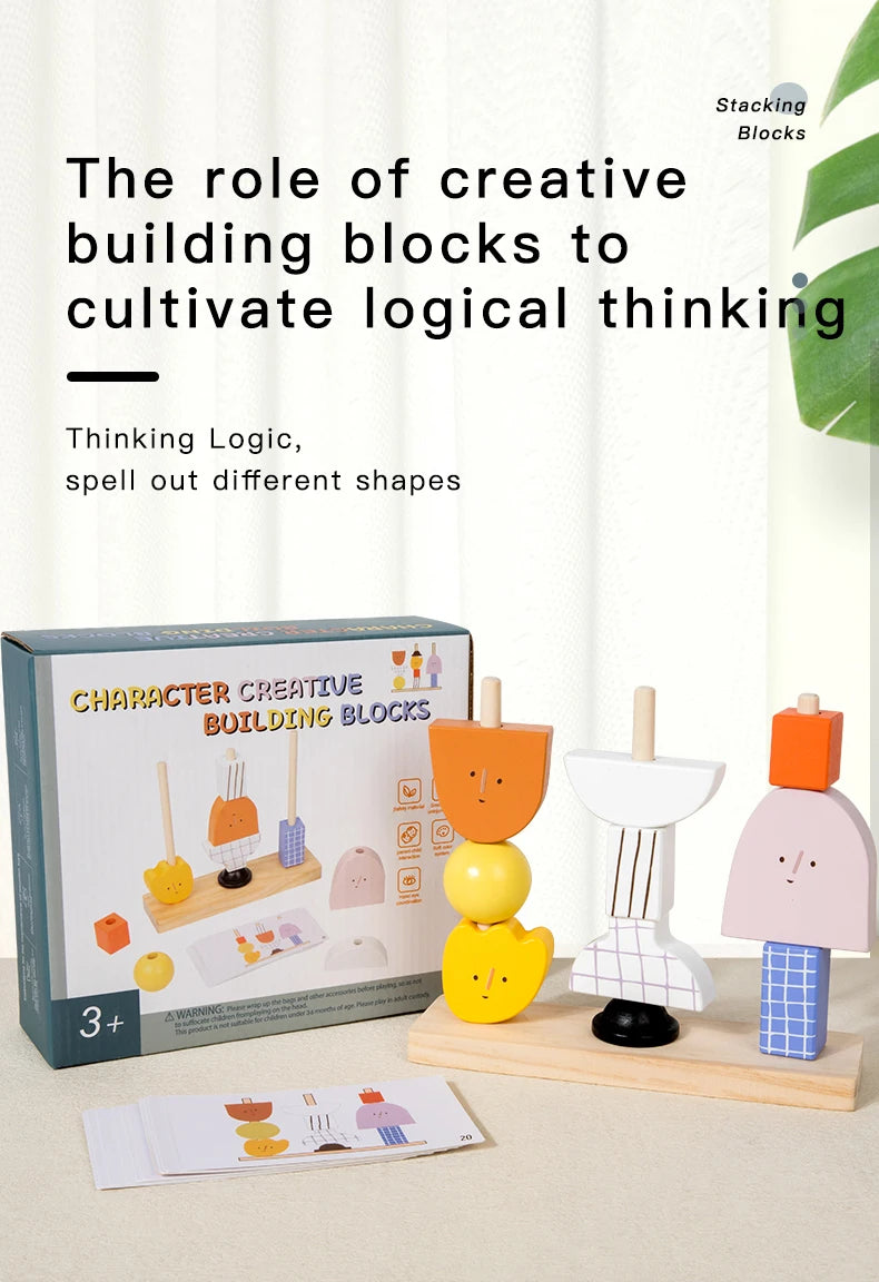 3D Wooden Puzzle Toy – Montessori Shape Matching Bead Blocks Set
