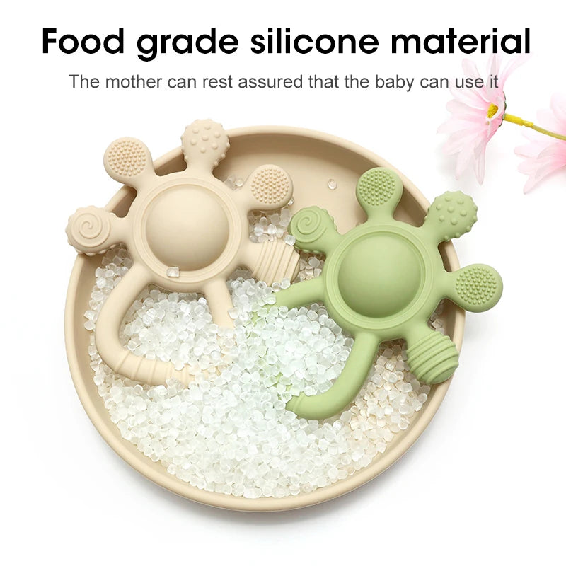 Silicone Baby Teether – Palm Rattle Bunny Teething Toy