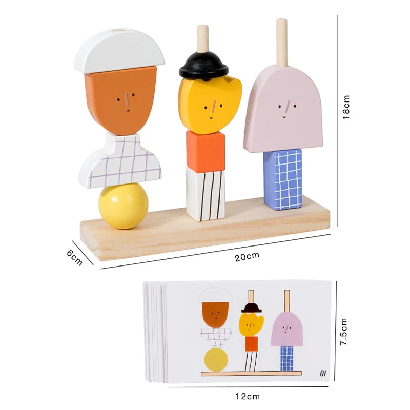 3D Wooden Puzzle Toy – Montessori Shape Matching Bead Blocks Set