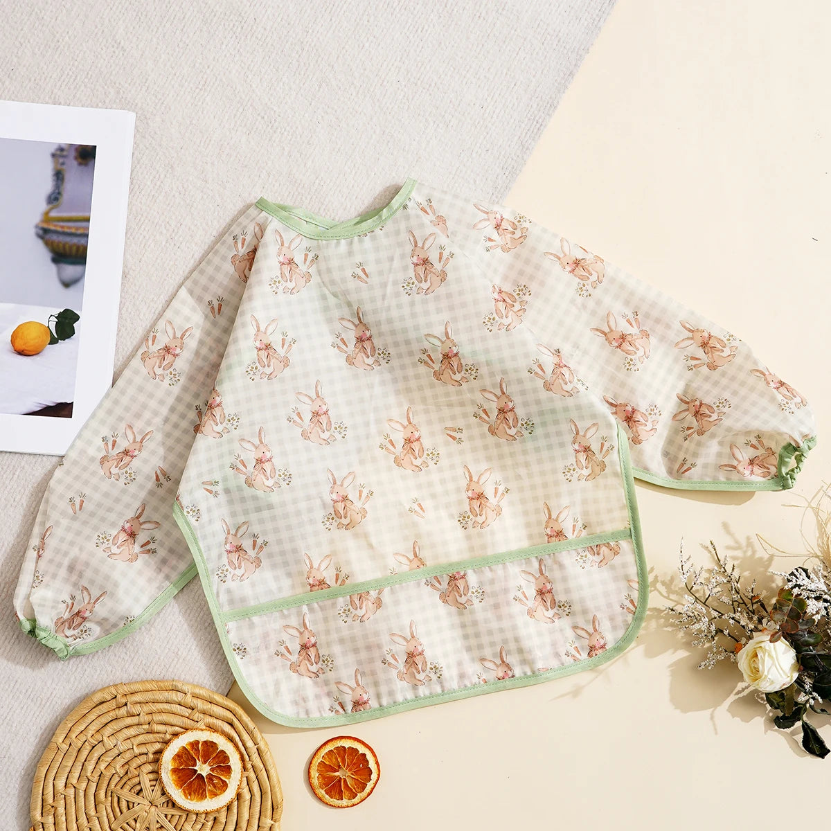 Long Sleeve Baby Bib – Waterproof Washable Feeding Bib for Toddlers