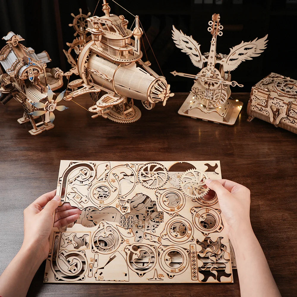 3D Wooden Puzzle Castle Model DIY Assembly Kit for Kids & Adults