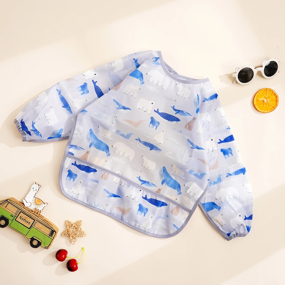Long Sleeve Baby Bib – Waterproof Washable Feeding Bib for Toddlers