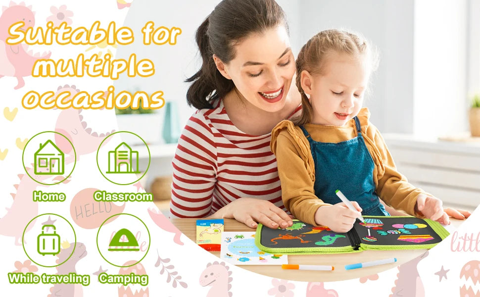 Reusable Drawing Book for Kids – Erasable Doodle Pad with Drawing Pens