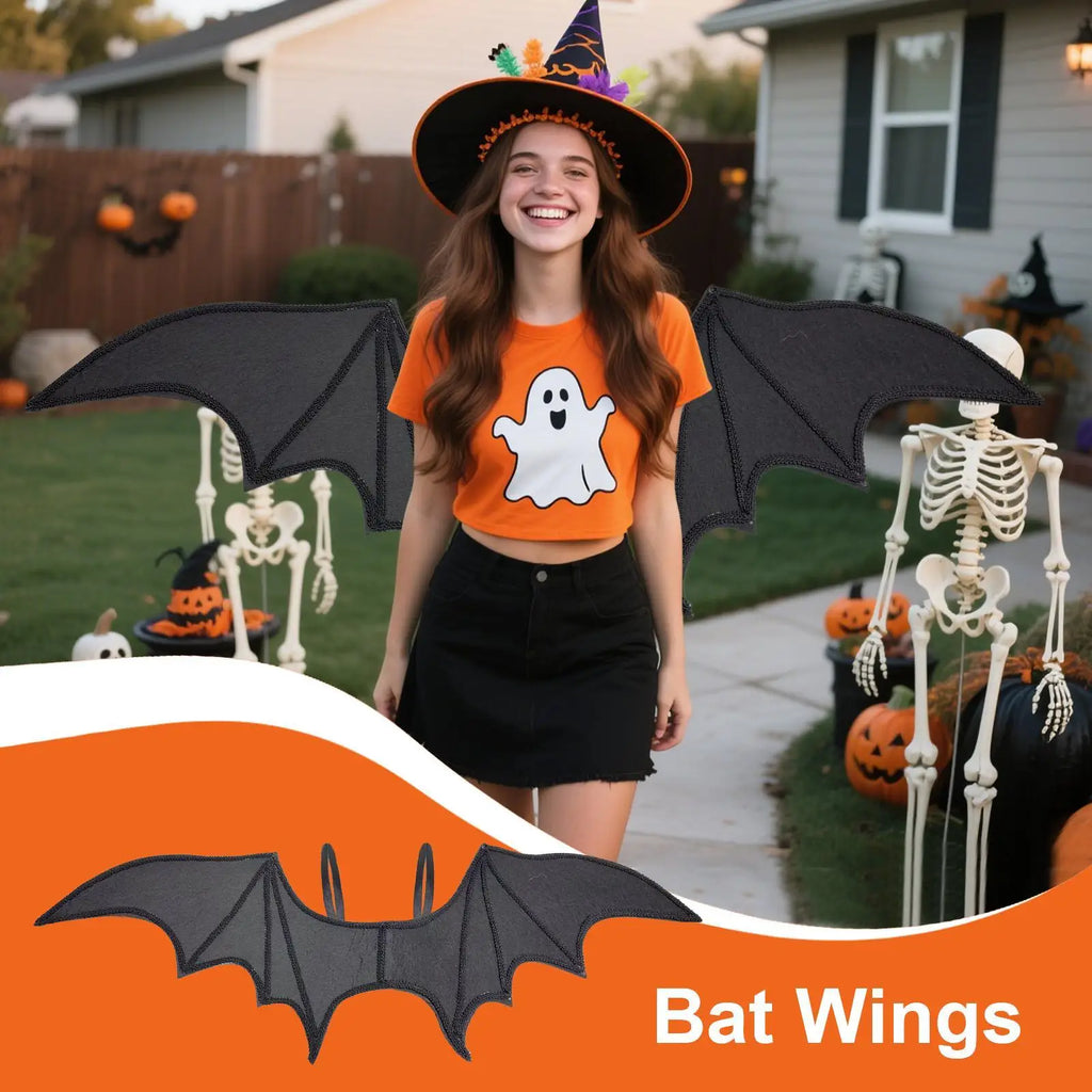 Black Bat Wings Costume Halloween Cosplay Accessory 80x26cm