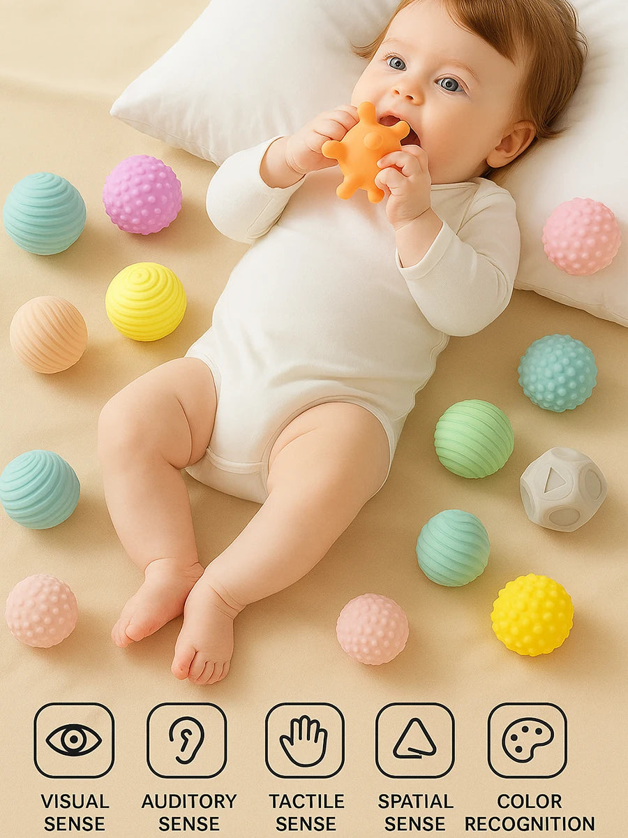 Baby Sensory Balls – 6-Piece Montessori Teething & Grasping Toy Set