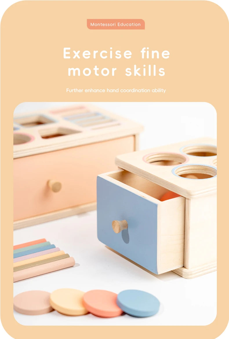 Wooden Shape Sorting Toy – Montessori Color Matching Activity Box