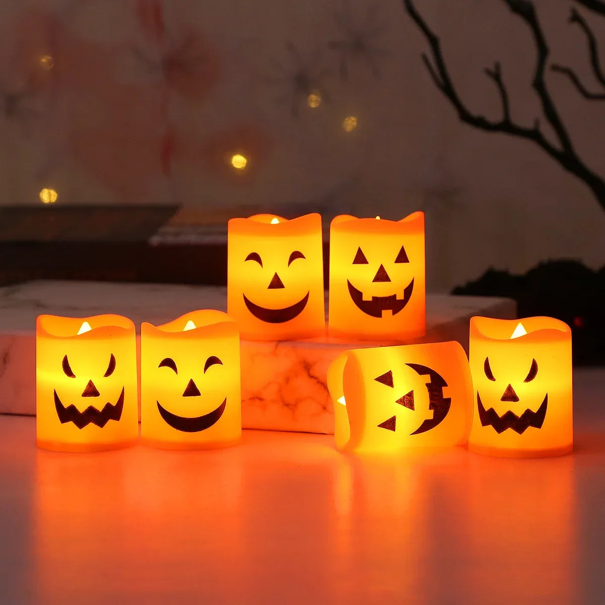 Halloween Flameless Candles – 6Pcs LED Pumpkin Skull Ghost Lights