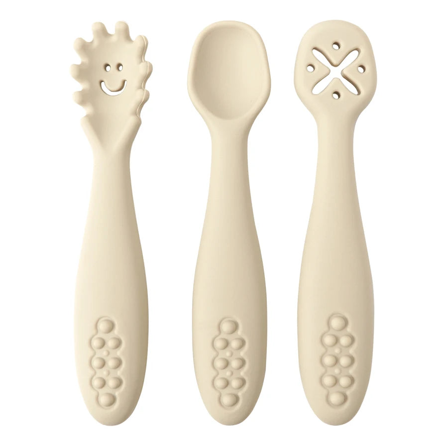 Baby Feeding Spoons – 3PC Silicone Toddler Weaning Utensil Set