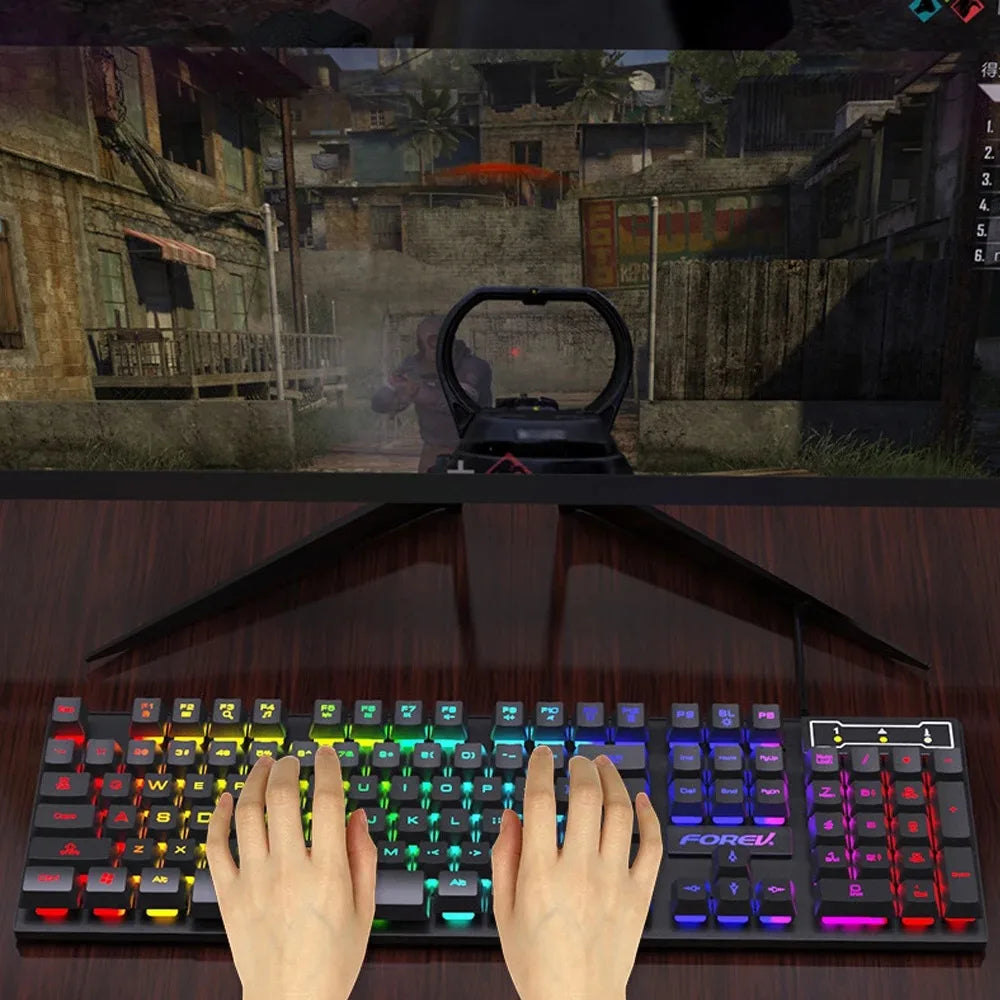 Wired Gaming Keyboard – 104 Key RGB Mechanical Feel Keyboard