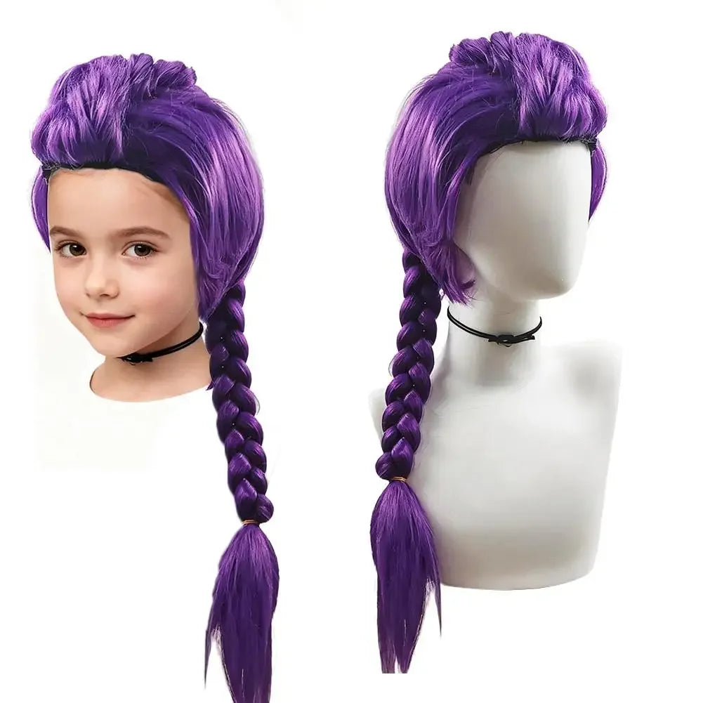Children’s Halloween Wig Purple Long Braid