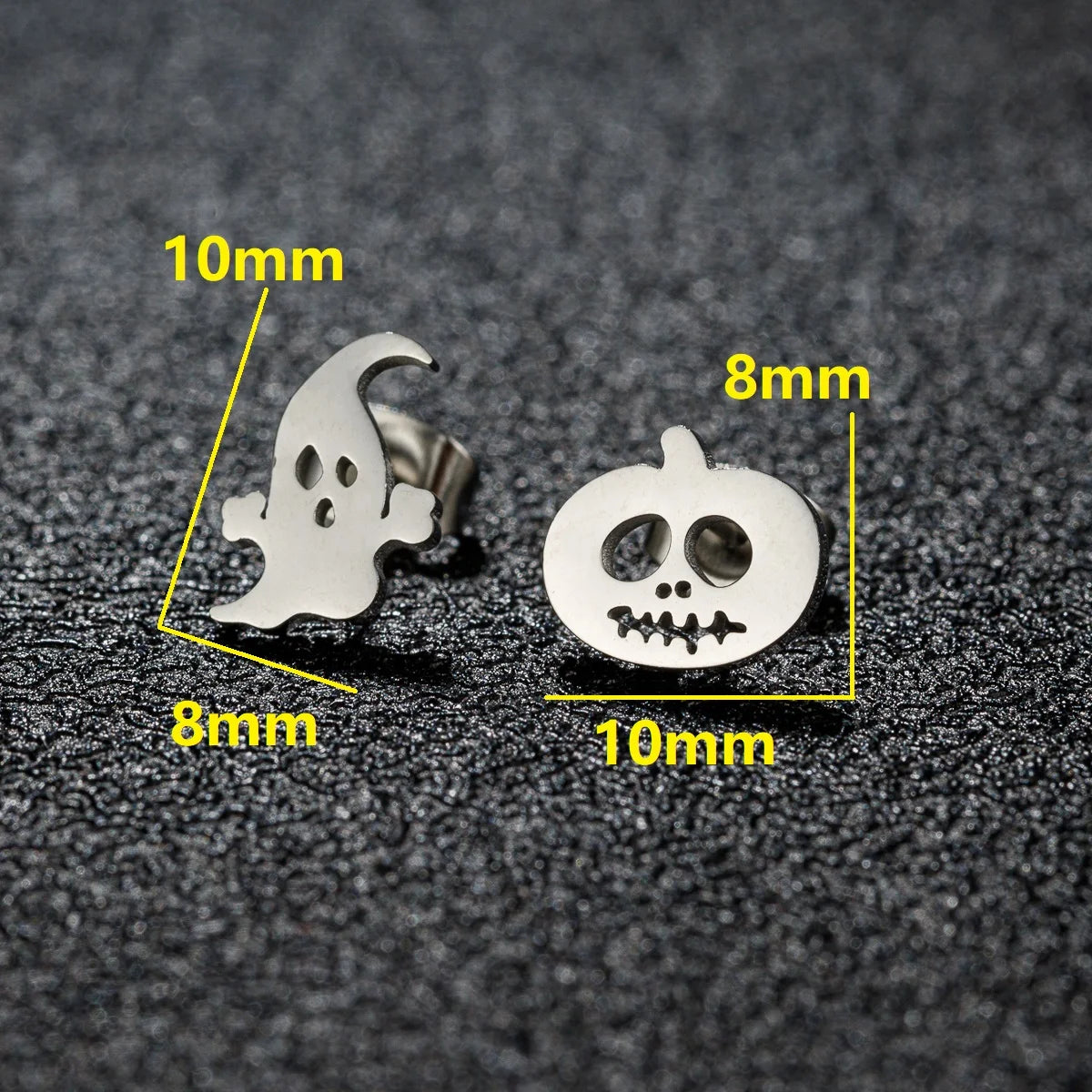 Halloween Bat Spider Earrings – Black Stainless Steel Punk Jewelry