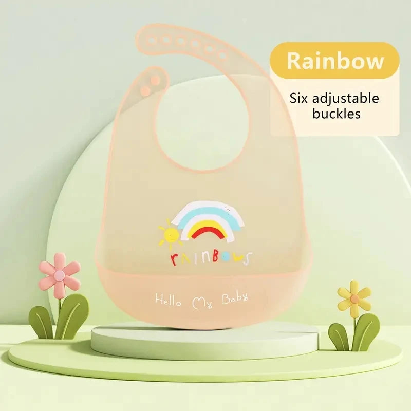 Silicone Baby Bib Waterproof Adjustable Feeding Bib for Boys & Girls
