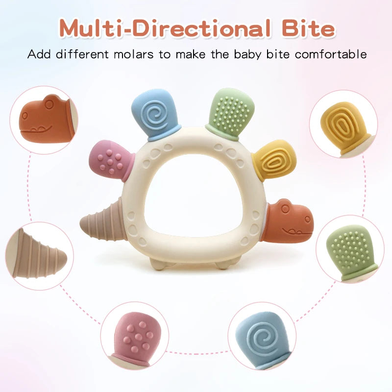 Baby Dinosaur Teething Toy – BPA-Free Silicone Infant Teether