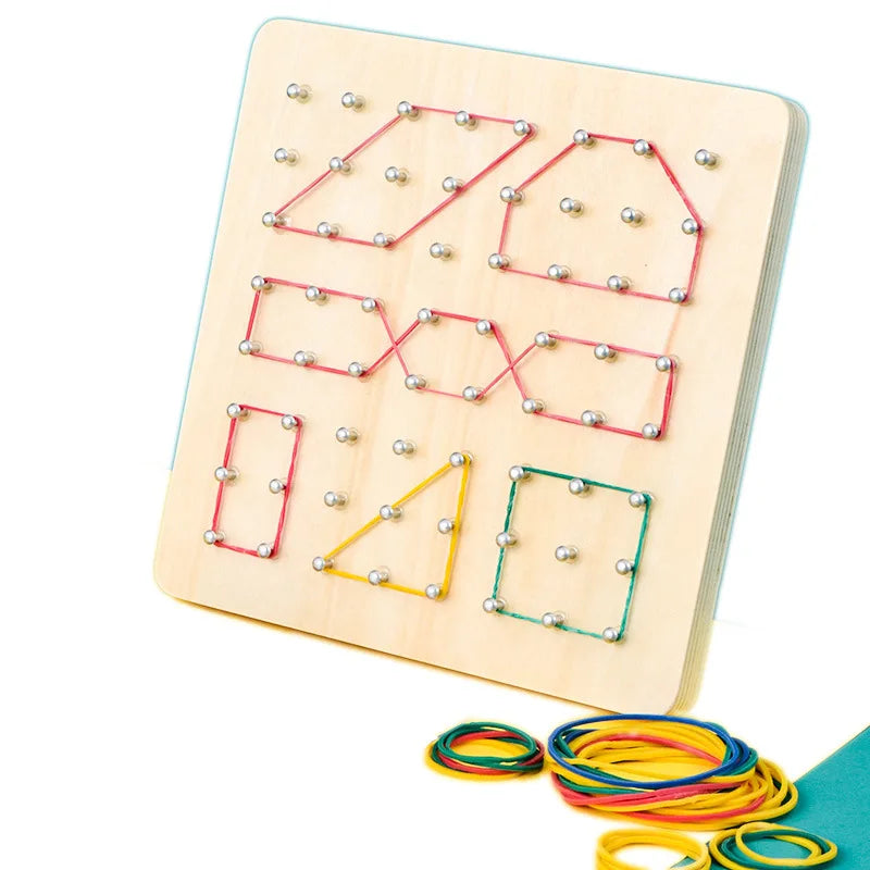 Wooden Geoboard for Kids – Montessori Rubber Band Pattern Toy
