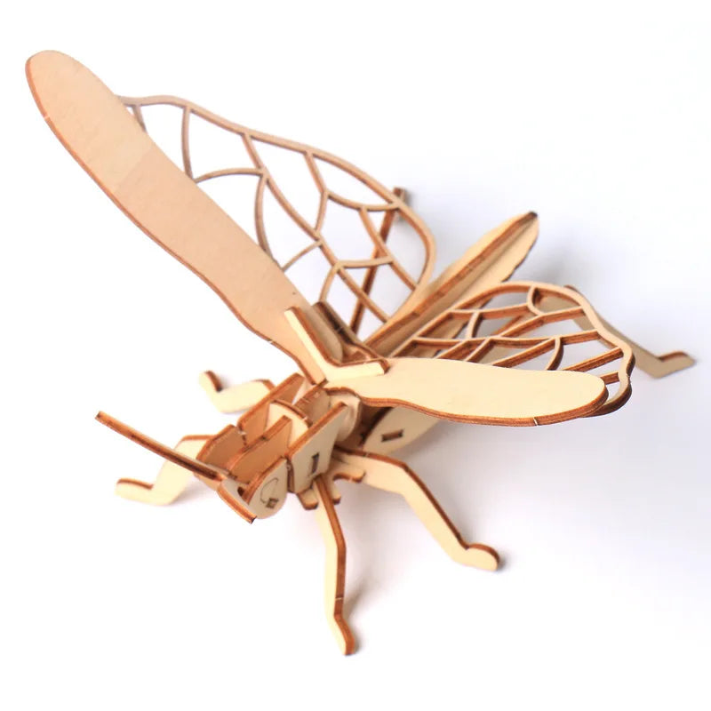 Wooden Insect Puzzle 3D Animal Assembly Educational Toy