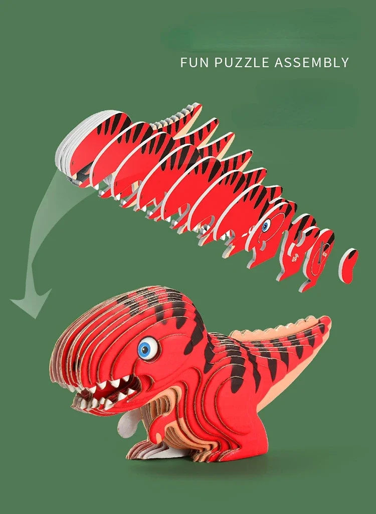 3D Dinosaur Puzzle Paper Animal Model Educational Toy