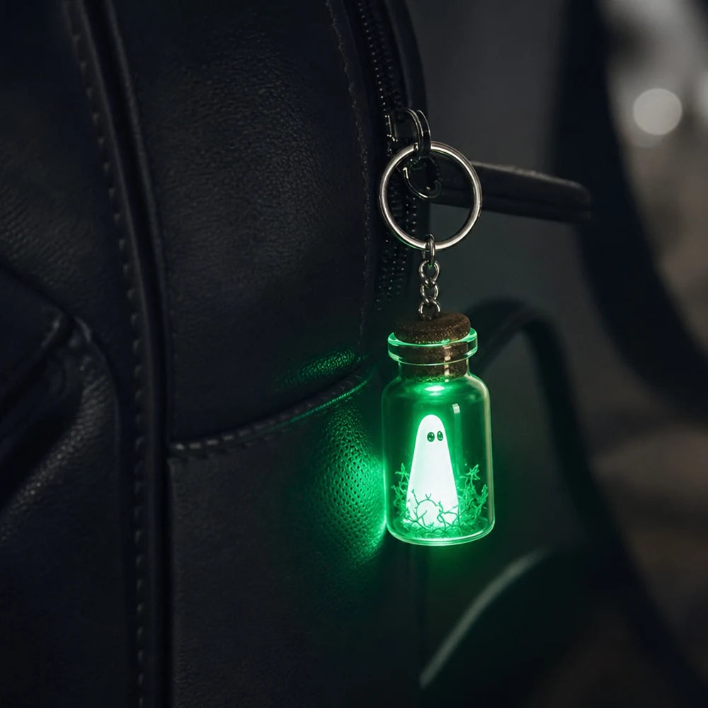 Glow Ghost Keychain – Luminous Halloween Ghost Keyring