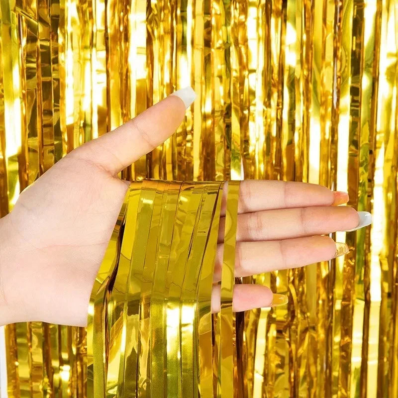 Gold Foil Fringe Curtain 1 x 2M Party Backdrop Decoration