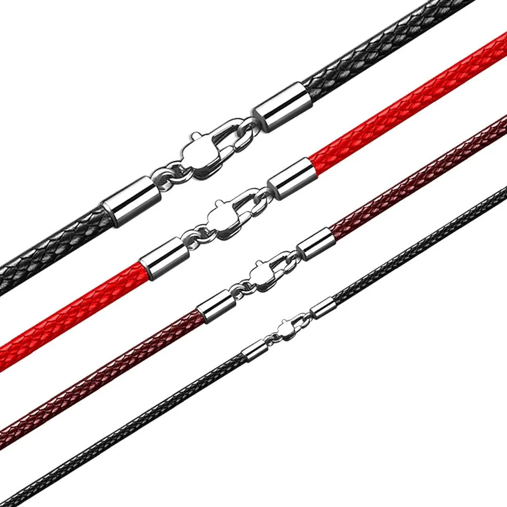 Braided Leather Necklace Cord – Waxed Rope with Clasp