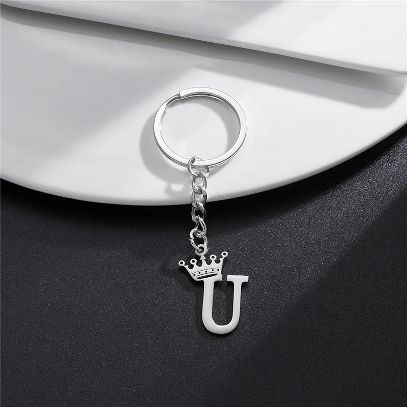 Initial Letter Keychain – Stainless Steel Alphabet Key Ring