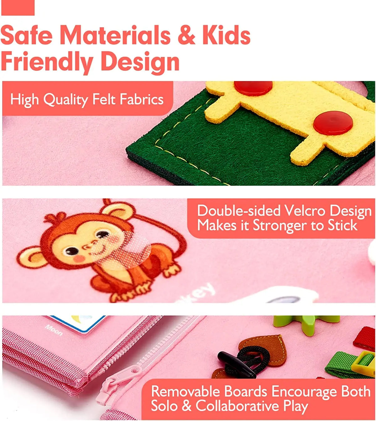 Montessori Busy Board for Toddlers, Sensory Life Skills Learning Toy