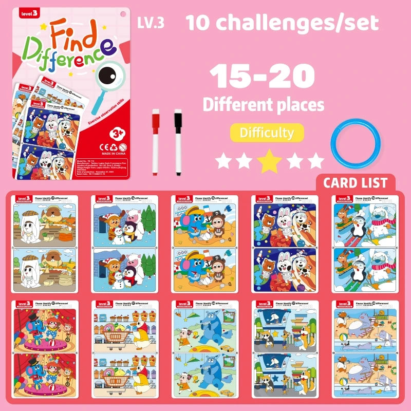 Find the Difference Game – Reusable Observation & Concentration Cards