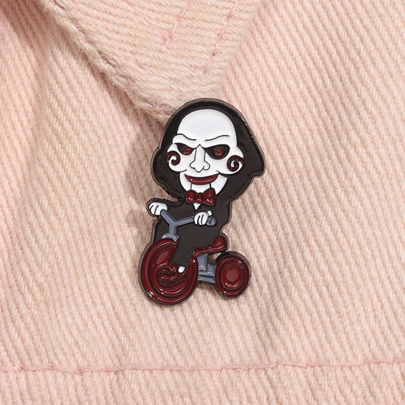 Clown Enamel Pin Bicycle Horror Halloween Lapel Brooch