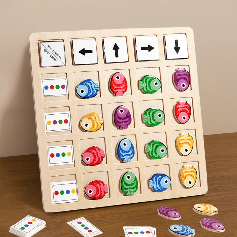 Wooden Direction Board Game, Kids Logic & Cognition Toy