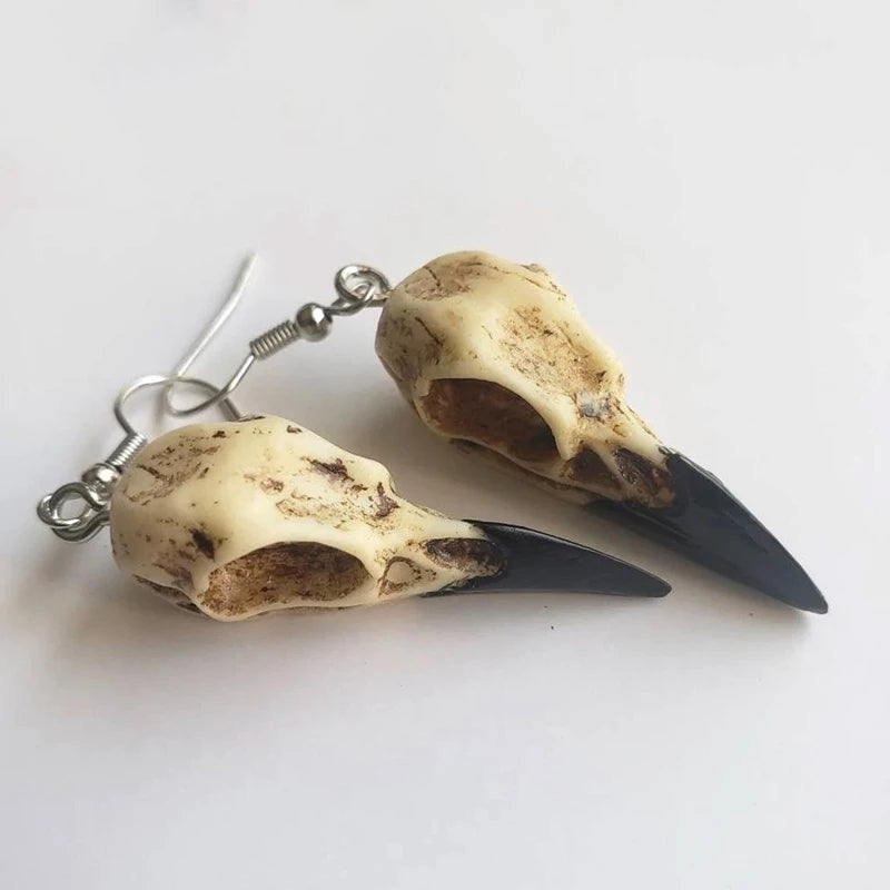 Raven Skull Earrings Gothic Crow Design for Halloween Parties
